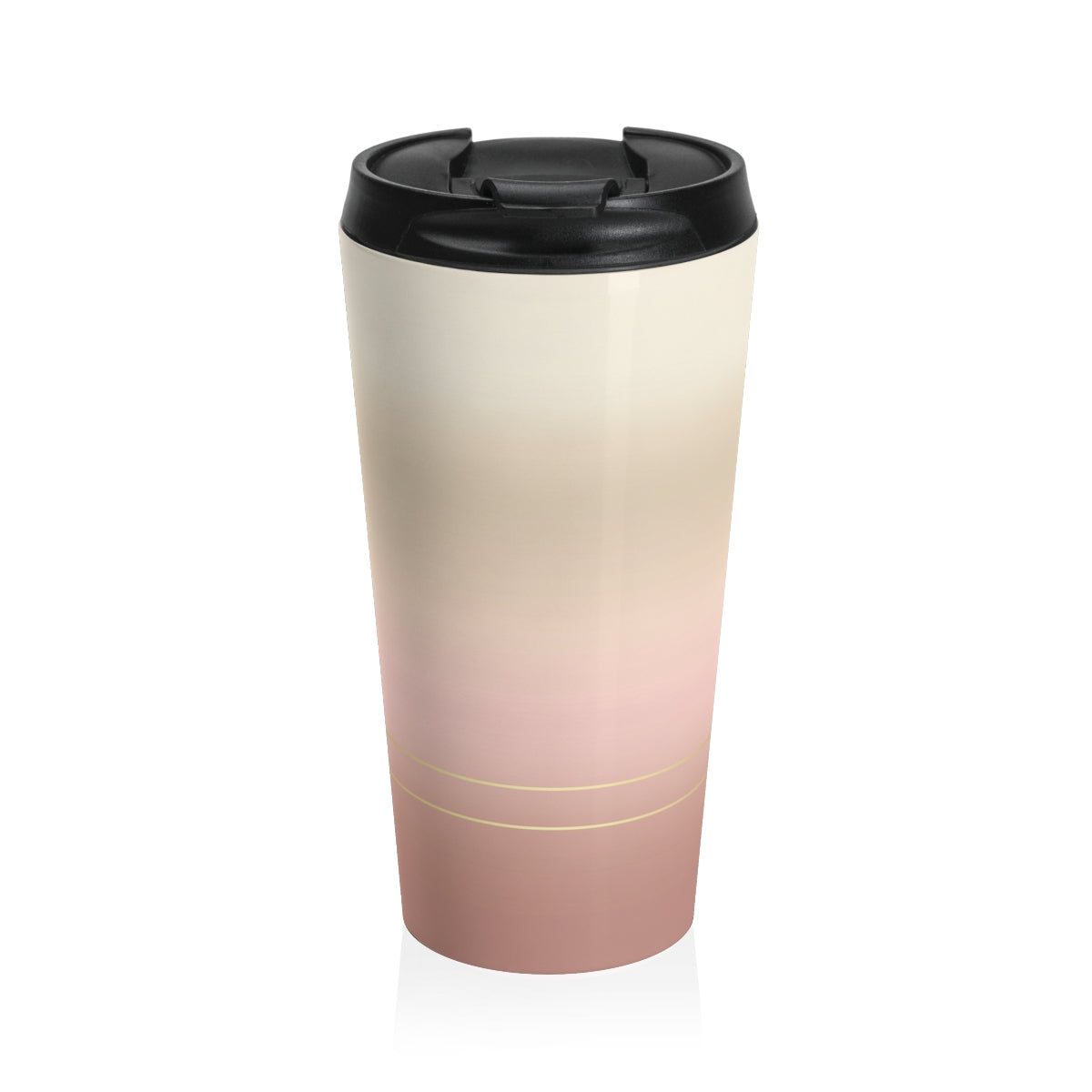 Golden Hour insulated travel mug with first-light gradient wrap (front)