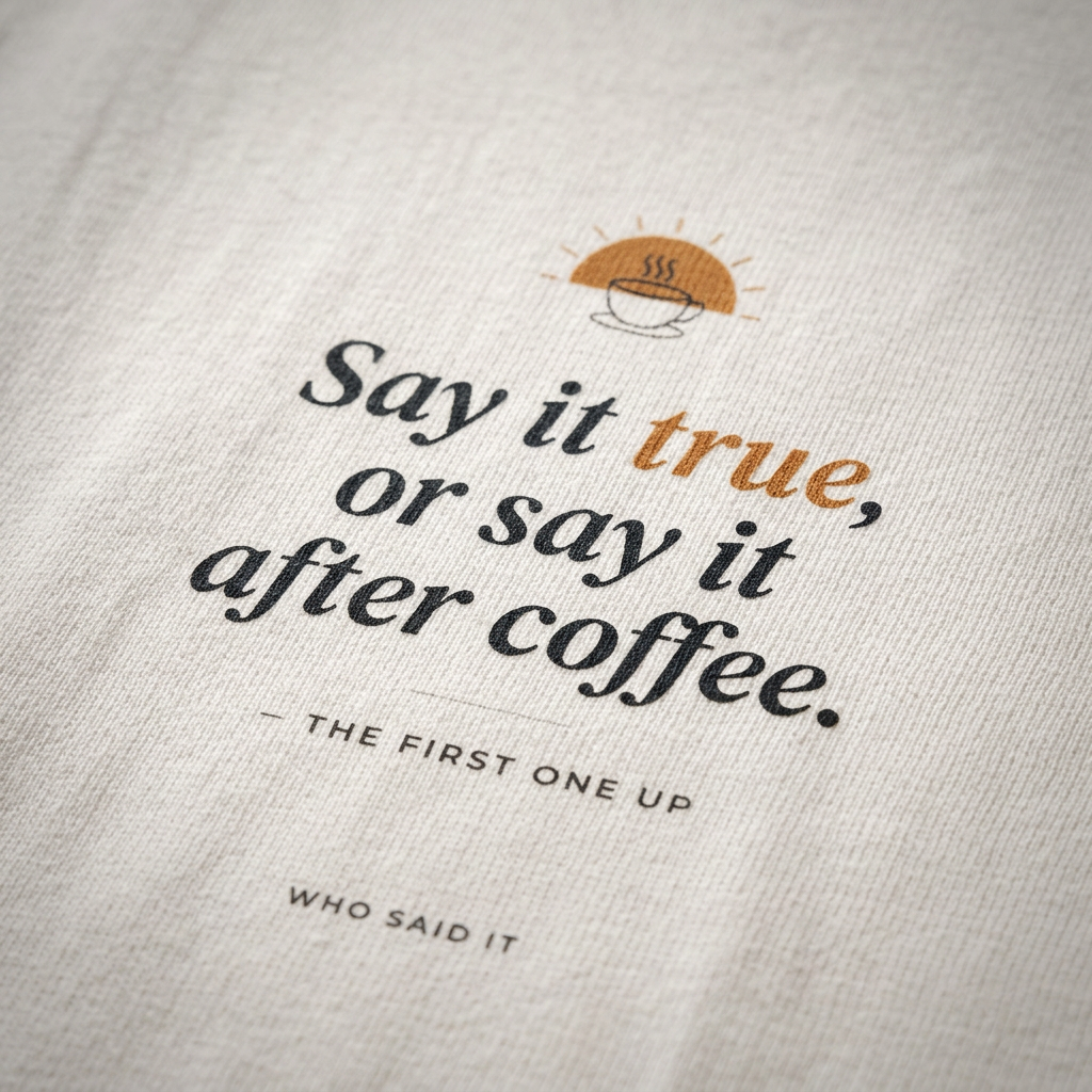 Say It True — The First One Up Tee - detail