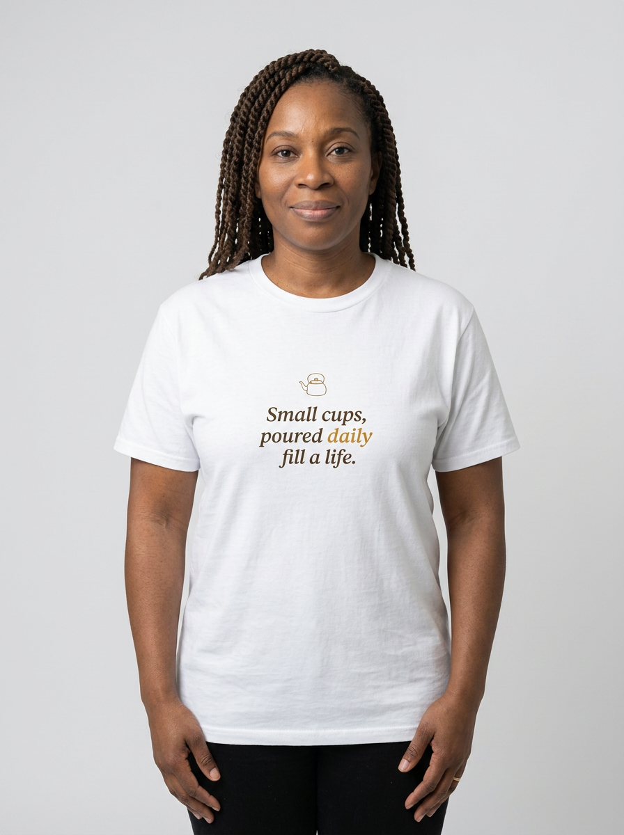 model: Small Cups, Poured Daily — Grandma's Kettle Tee - catalog-hero