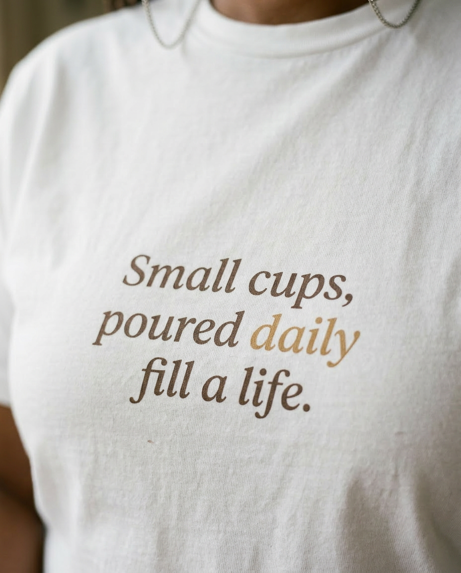 model: Small Cups, Poured Daily — Grandma's Kettle Tee - detail