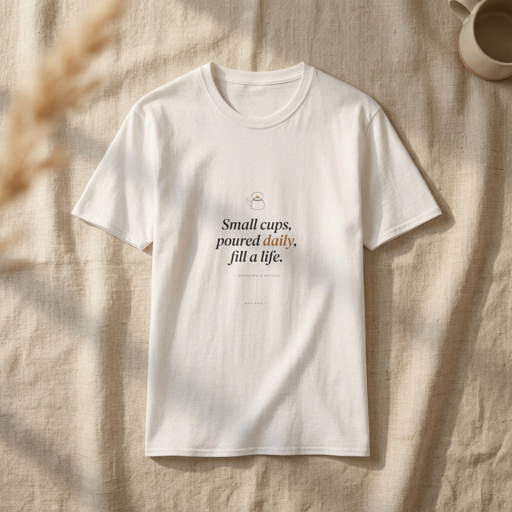 Small Cups, Poured Daily — Grandma's Kettle Tee - styled