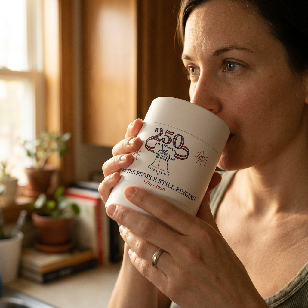 model: Still Ringing — America 250 Ceramic Mug - lifestyle