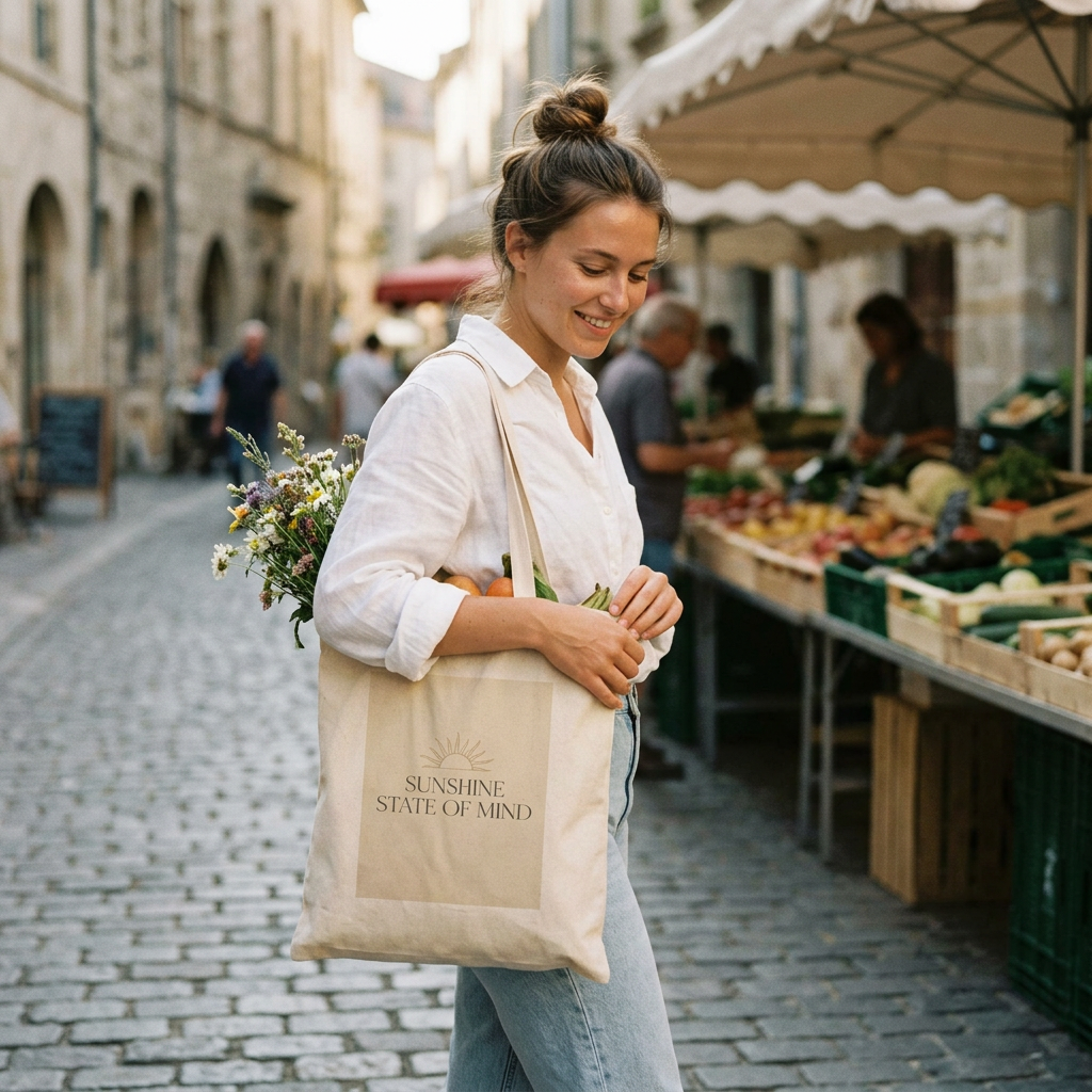 model: Sunshine State of Mind — Canvas Tote - lifestyle