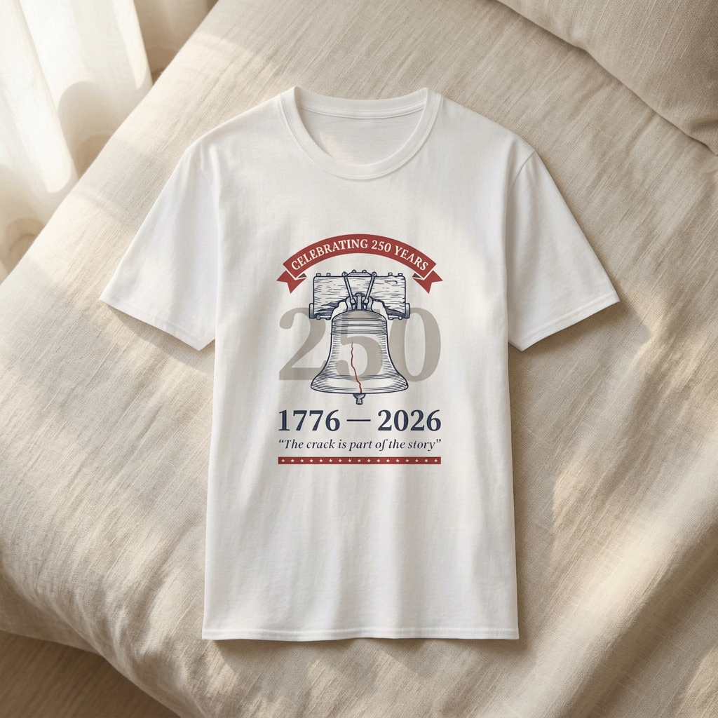 The Crack Is Part of the Story — America 250 Tee - styled