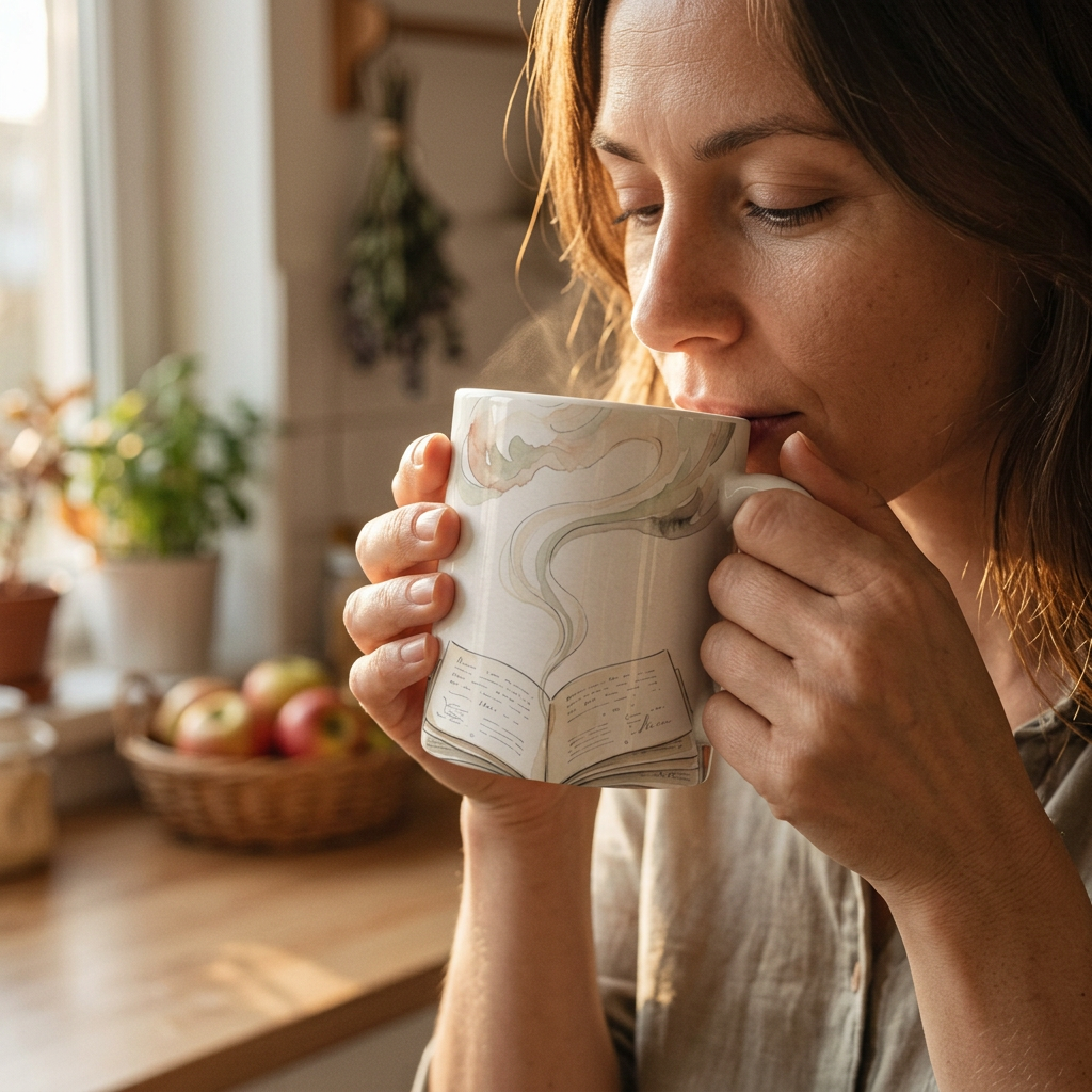 model: The Morning Archive -- 11oz Ceramic Mug - lifestyle