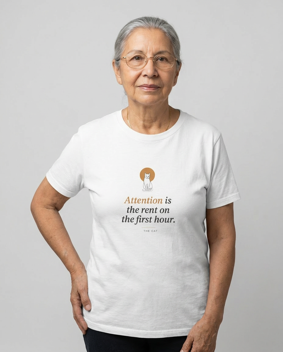 model: The Rent Is Attention — The Cat Tee - catalog-hero