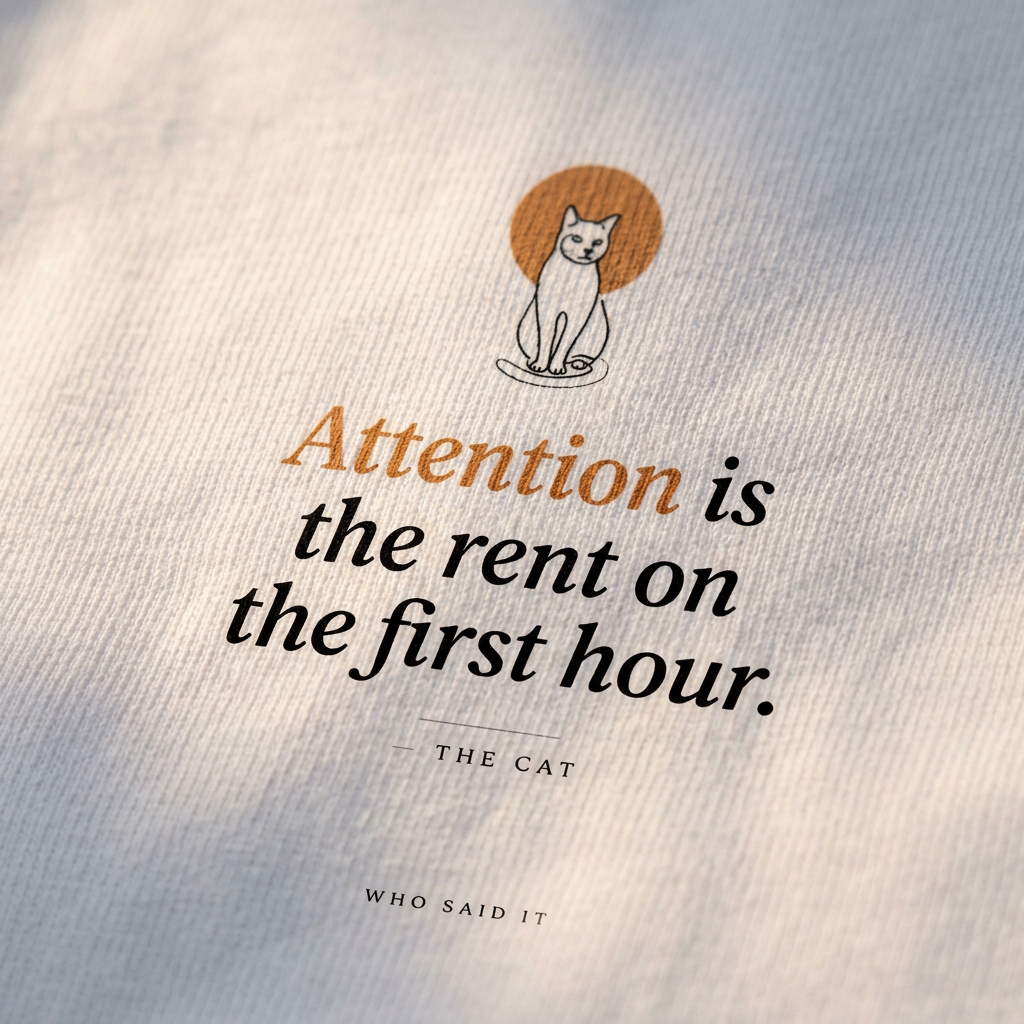 The Rent Is Attention — The Cat Tee - detail