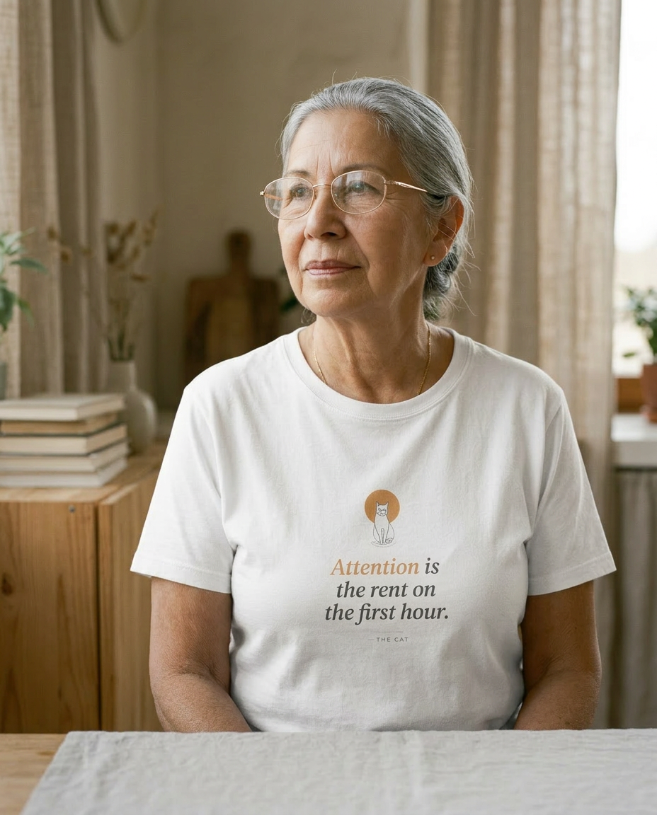model: The Rent Is Attention — The Cat Tee - lifestyle