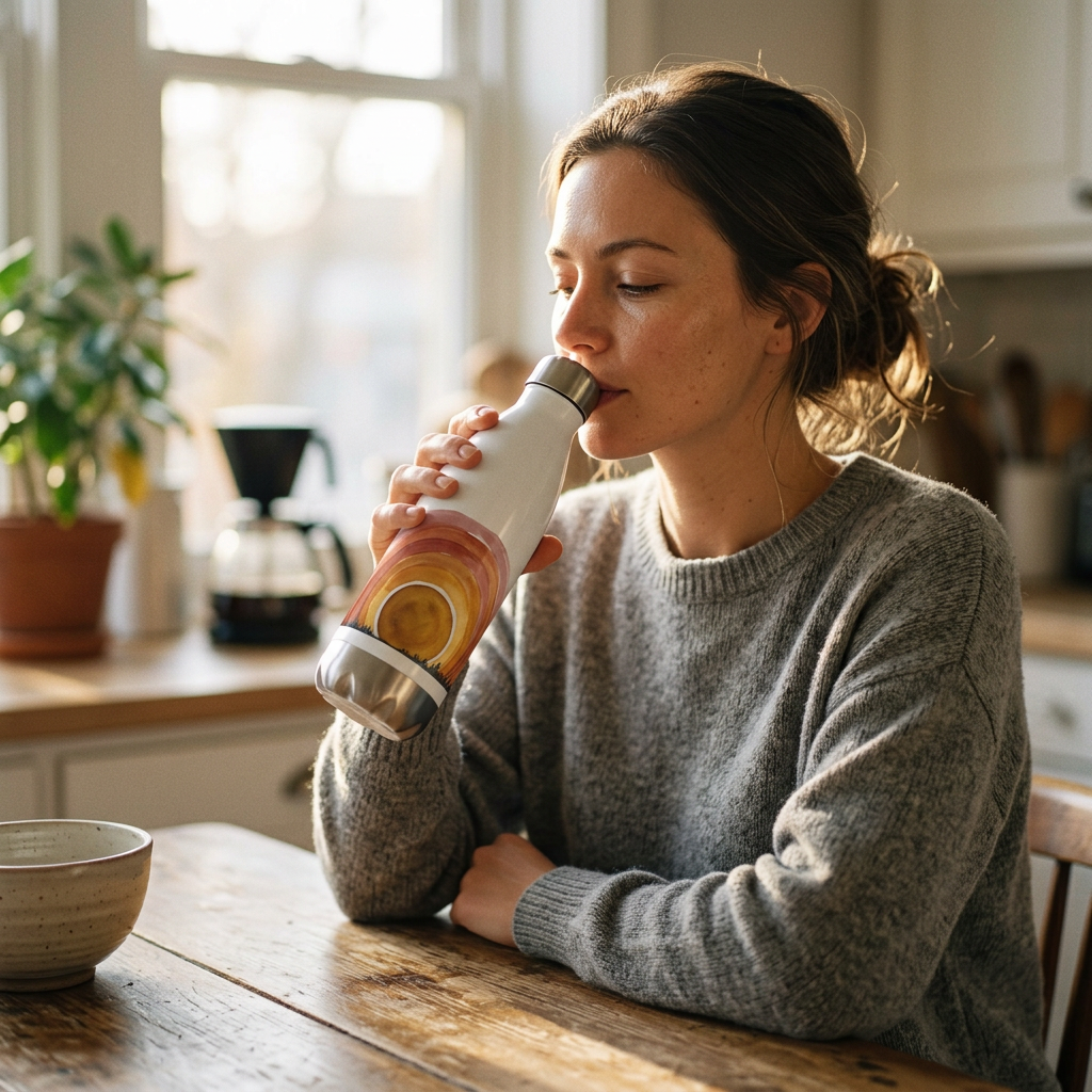 model: The Ritual Insulated Bottle 20oz -- Golden Hour - lifestyle