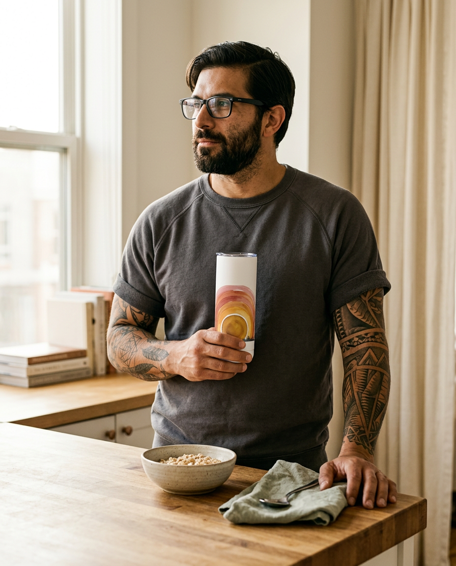 The Ritual Insulated Bottle 20oz -- Golden Hour - on a model