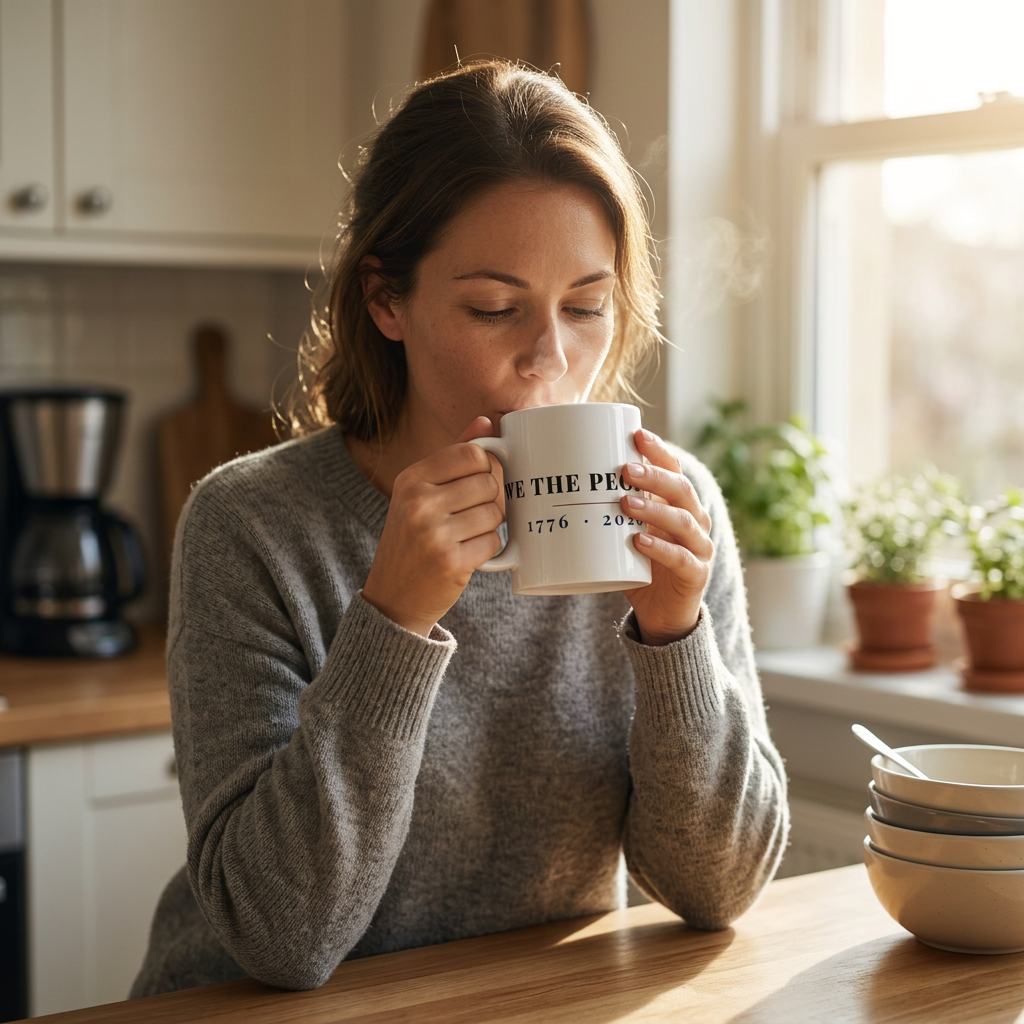 model: We the People Mug - lifestyle