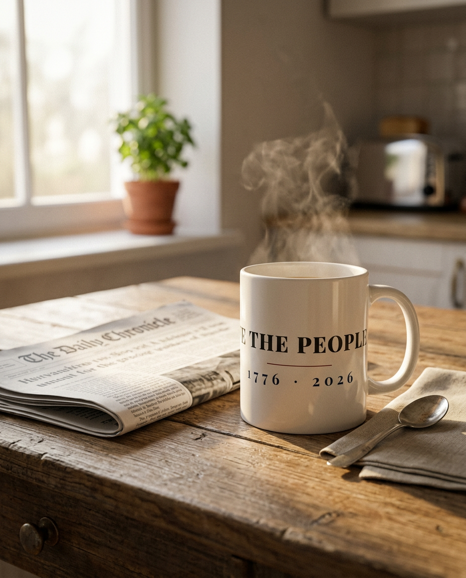 We the People Mug - on a model