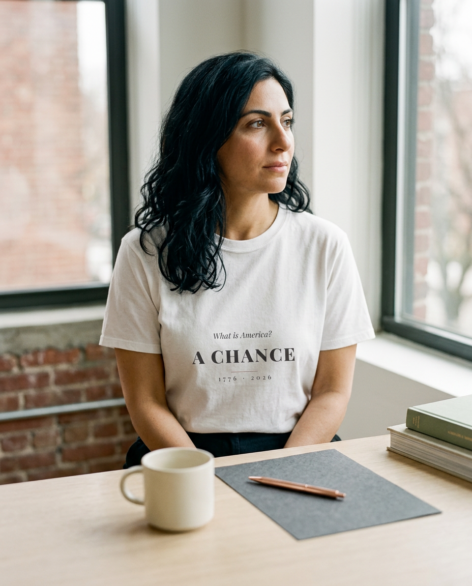 What Is America — A Chance Tee - on a model
