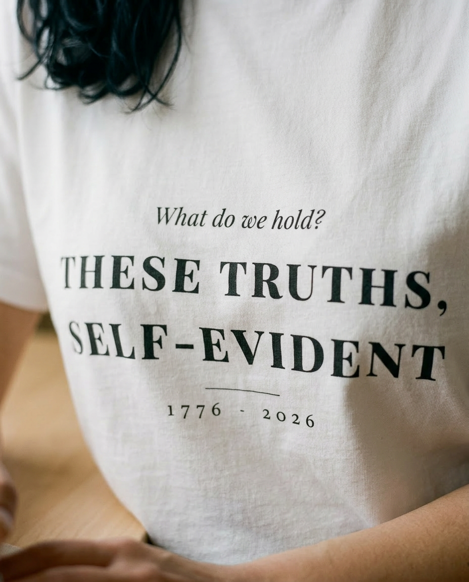model: What We Hold Self-Evident Tee - detail