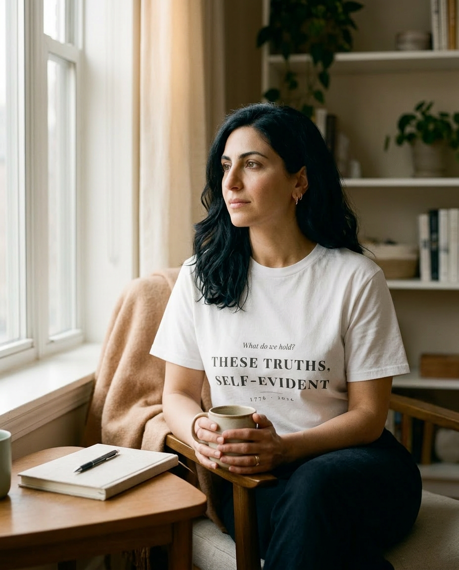 model: What We Hold Self-Evident Tee - lifestyle