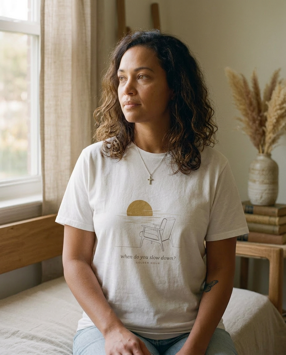 model: When Do You Slow Down — The Golden Hour Tee - lifestyle