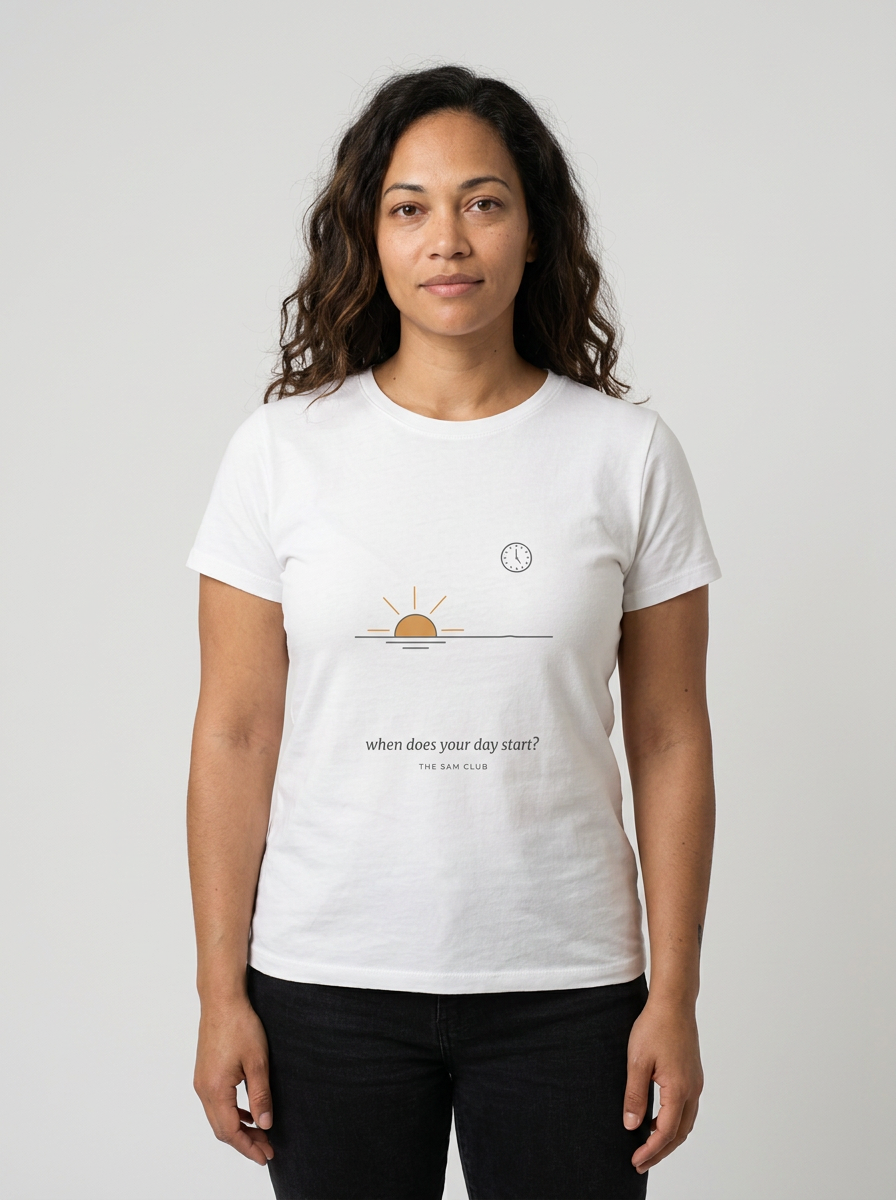 model: When Does Your Day Start — The 5AM Tee - catalog-hero