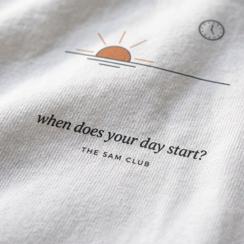 When Does Your Day Start — The 5AM Tee - detail