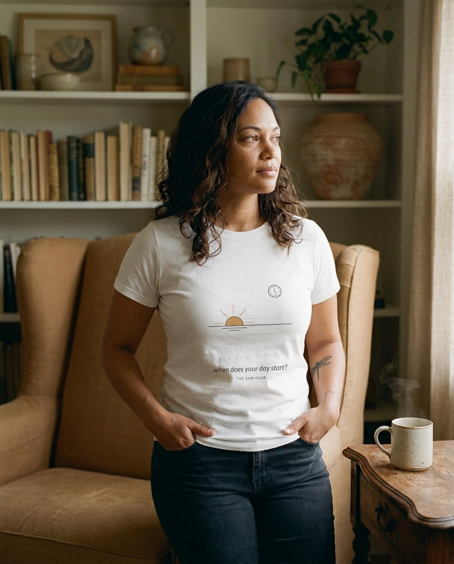 model: When Does Your Day Start — The 5AM Tee - lifestyle