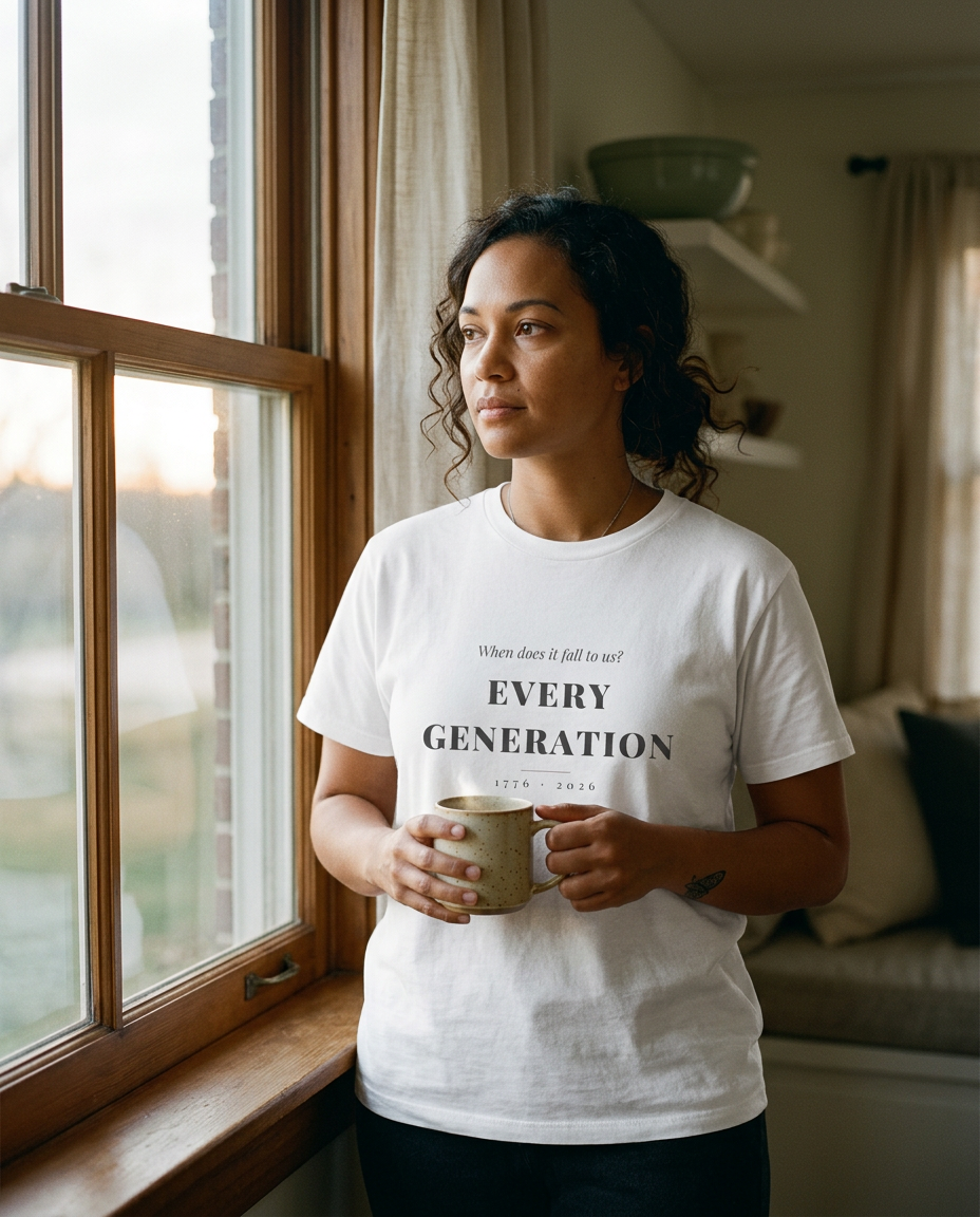 When It Falls to Us — Every Generation Tee - on a model