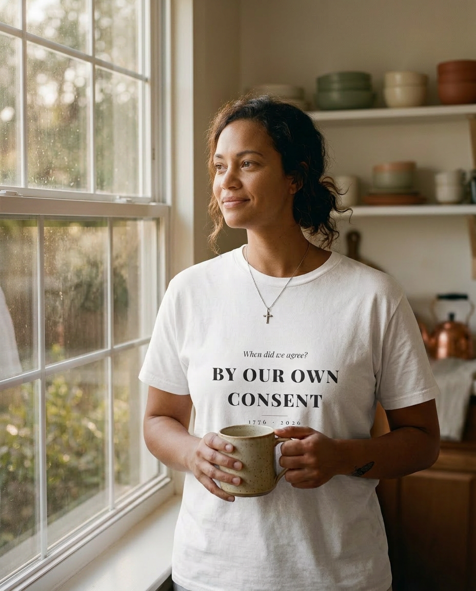 model: When We Agreed — By Our Own Consent Tee - lifestyle