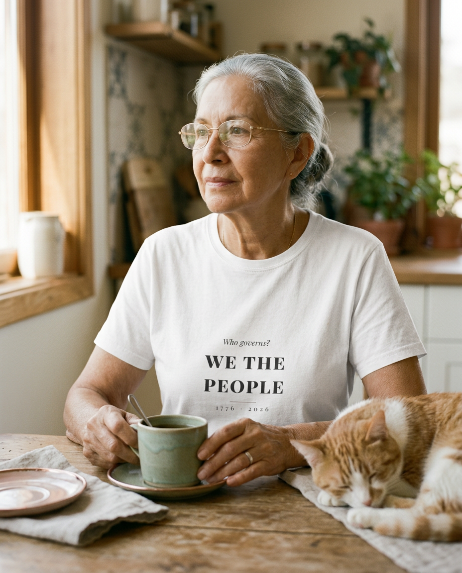 Who Governs — We the People Tee - on a model