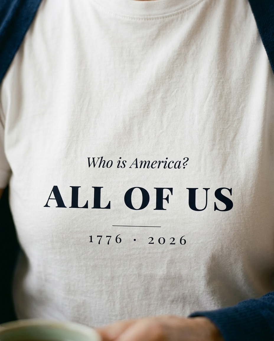 model: Who Is America — All of Us Tee - detail