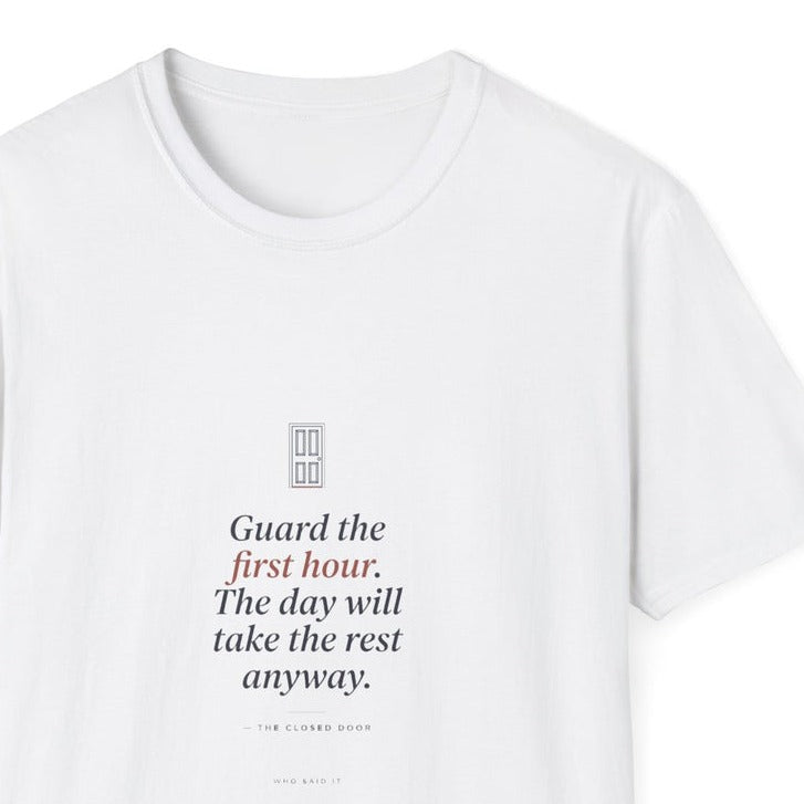 Guard the First Hour — close-up of the printed quote
