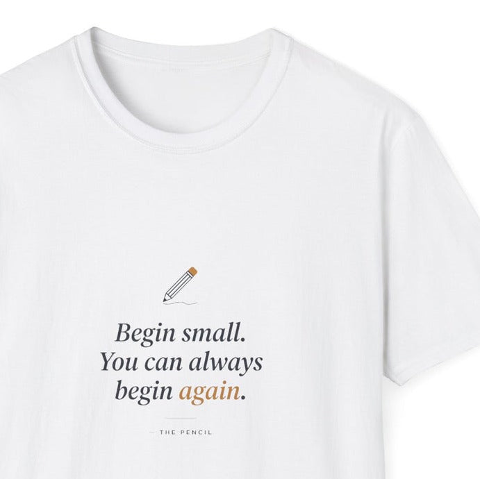 Begin Again — close-up of the printed quote