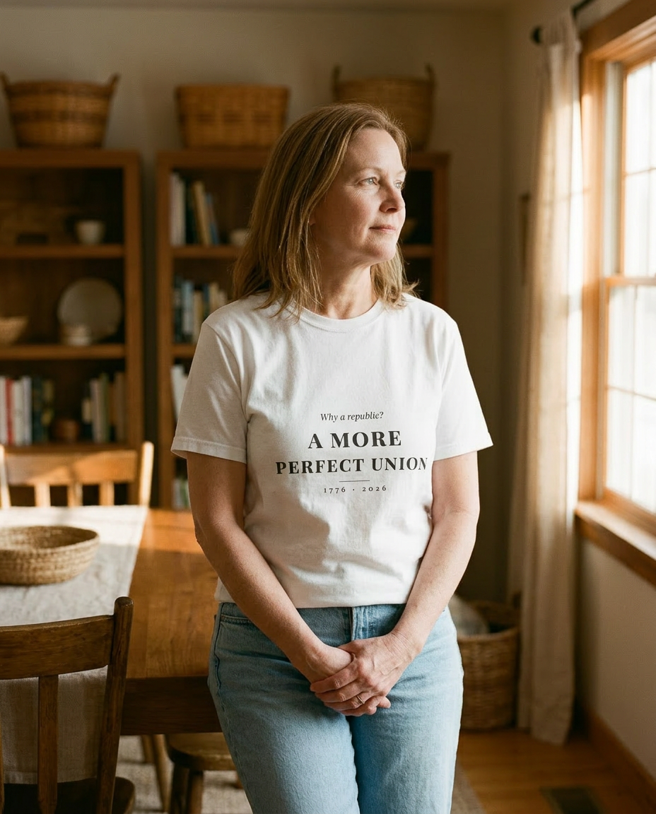 model: Why a Republic — A More Perfect Union Tee - lifestyle