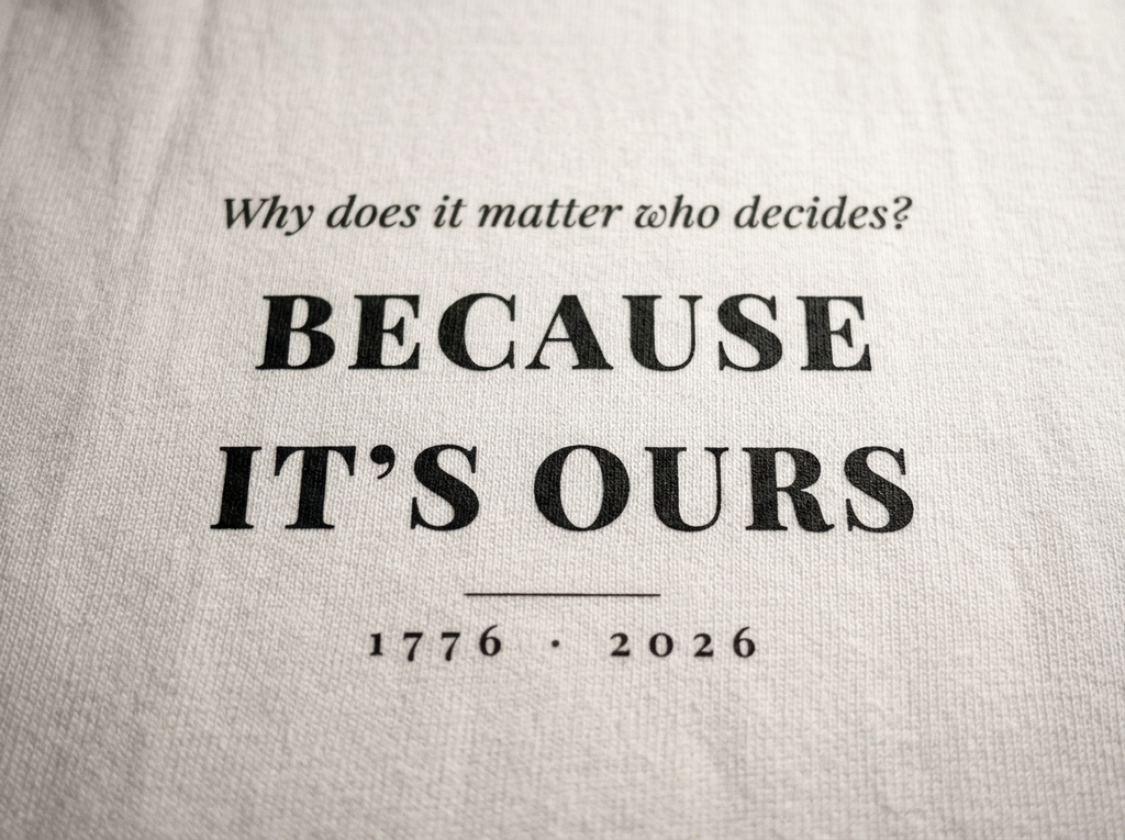Why It Matters — Because It's Ours Tee - print detail