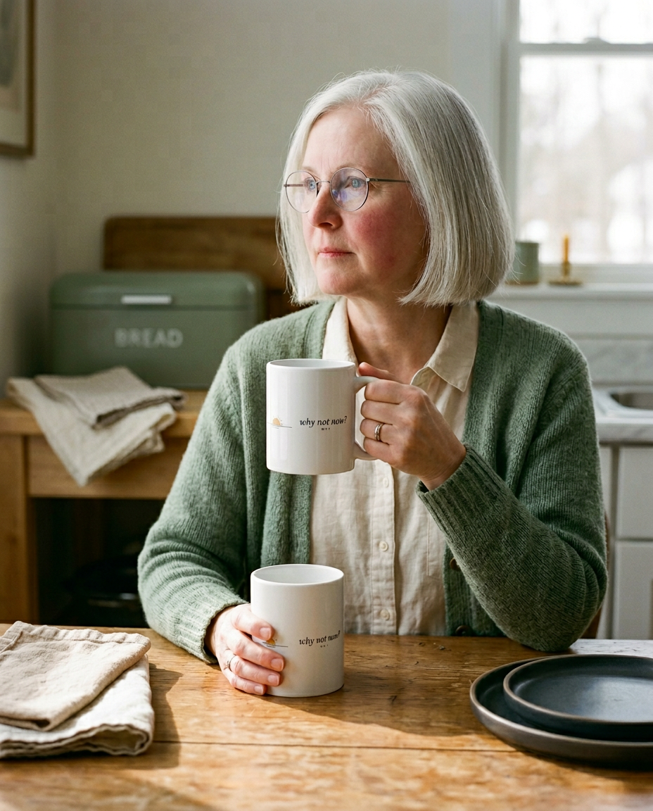 Why Not Now — The Why Mug - on a model