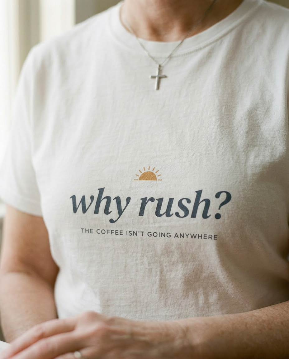 model: Why Rush — The Slow Tee - detail