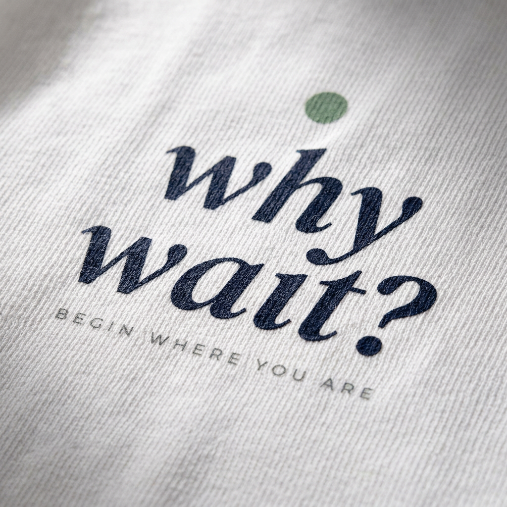 Why Wait — The Begin Tee - detail